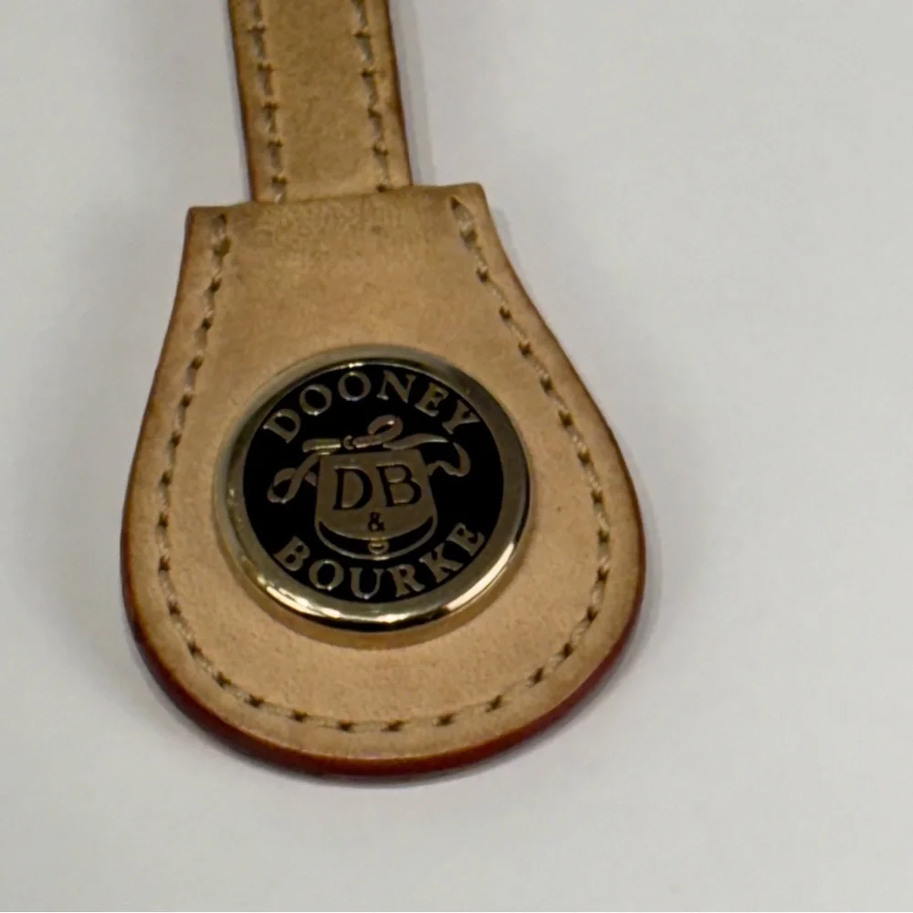Vintage Dooney and Bourke Brass All Weather Tan Leather Keychain Key Ring
